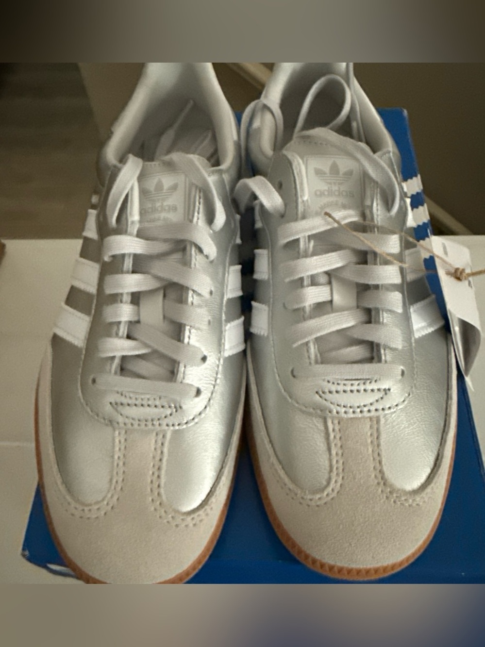 adidas Originals Silver, White and Gum-Soled Women's Sneakers - Picture 4 of 9